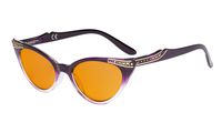 Eyekepper Ladies Blue Light Blocking Glasses with Orange Filter Lens for Sleeping - Cateye Computer Eyeglasses Women - Purple-Transparent