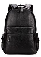 Kenox Vintage PU Leather Backpack School College Bookbag Laptop Computer Backpack - Black