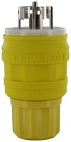 Leviton 26W10 20 Amp, 250 Volt/ 10 Amp, 600 Volt, Plug, Locking Blade, Industrial Grade, Non-Grounding, Wetguard, Yellow