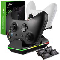 Xbox One Controller Charger, GAFA Dual Xbox One/One S/One Elite Charging Station with 4 x 800mAh Rechargeable Battery Packs for Two Wireless Controllers Charge Kit- Black