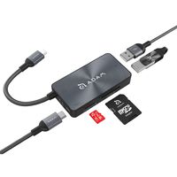 Adam Elements Type-C Hub, Aluminum Shell, 5-in-1 Combo with USB-C Pass-Through Charging Dongle, Adapter Compatible for Mac, Windows, Chromebook (Space Gray)