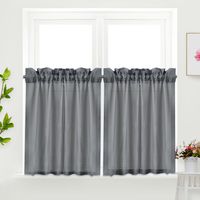 IDEALHOUSE Grey Tier Curtains,Waffle Woven Textured Short Window Curtain for Cafe,Bathroom,Kitchen & Kids Bedroom Rod Pocket Curtains (2 Panels, 30Inch Wide by 36Inch Long)