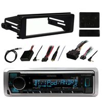Kenwood Marine Digital Media Bluetooth Receiver, Metra Steering Wheel Interface, Antenna - 40", 1998-2013 Harley Davidson Single-DIN Stereo Installation Kit