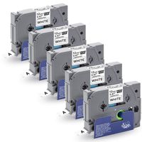 Compatible P-Touch Tze Tape, Absonic 12mm 0.47 Inch Laminated White Tze-231 Tz-231 Labeling Tape Work for Brother P-Touch Cube PT-D210 PT-D600 PT-H110 PTD400 PT-1280 Label Maker, 1/2'' x 26.2', 5-Pack