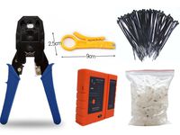 Aimtech Cable Tester +Crimp Crimper +100 RJ45 CAT5 Connector Plug Network Tool Set