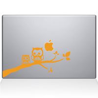 The Decal Guru Two Owls on a Branch Decal Vinyl Sticker, 11" MacBook Air, Yellow (2353-MAC-11A-SY)