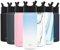 Simple Modern 18oz Summit Water Bottles with Straw Lid - Vacuum Insulated Tumbler Double Wall Travel Mug 18/8 Stainless Steel Flask - Ombre: Santorini Breeze