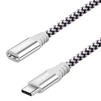 Type C Extension Cable, Fasgear 1 Pack 6ft USB C (20V/3A) Male to Female 2.0 Nylon Braided Extender Cord Compatible with Pixel, Galaxy S10 S9(6ft, Gray)