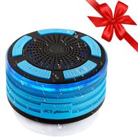 100% Certified Waterproof Bluetooth Speaker, Portable + Wireless Shower FM Radio That Pairs To ALL Bluetooth Devices - Phones, Tablets, Computer, Apple Watch - LED Mood lights, Super HD Sound, Wet it!