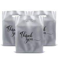 Rainbows & Lilies 100 Thank You Merchandise Bags 12x15, Die Cut Handles, Retail Shopping Bags for Boutique, Goodie Bags, Gift Bags Bulk, Favors, Extra Thick 2.36 Mil Reusable Plastic Bags (Silver)
