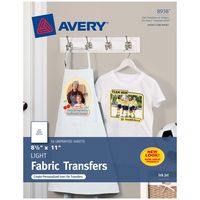Avery Printable T-Shirt Transfers, For Use on Light Fabrics, Inkjet Printers, 18 Paper Transfers (8938)