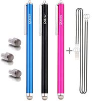 MEKO (3Pcs) Ultra Sensitive New Micro-Fiber Tip Stylus Pen for All Touch Screen Devices Bundle with 3 Replacement Tips,2 Elastic Lanyards (Black/Blue/Pink)