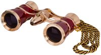 Levenhuk Broadway 325F Opera Glasses (Red Theater Binoculars with LED Light and Chain)