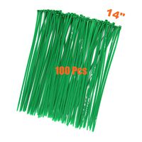 Strong 14 Inch Tree Grass Green Color Cable Ties 100 Pack, Upgrade Industrial UV Resistant Durable Life Zip Ties, Heavy Duty Cable Management for Large Objects Gardening Fence (14 inch, 50LB, Green)