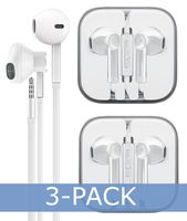 AURAL 3-Pack Premium Earphones/Earbuds/Headphones with Stereo Mic&Remote Control Compatible for iPhone iPad iPod Samsung Galaxy and More Nexus Android Smartphones - White