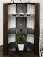 WE Furniture 35" Glass Media Storage Tower, Espresso