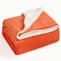 Bedsure Sherpa Fleece Blanket Throw Size Orange Fall Throw Blanket Fuzzy Soft Plush Blanket