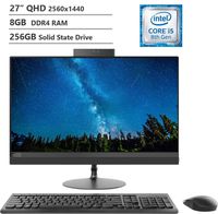2019 Lenovo IdeaCentre 520 27" QHD(2560x1440) AIO Desktop Computer, Intel Hexa-Core i5-8400T, 8GB DDR4 RAM, 256GB Solid State Drive, DVDRW, Wireless-AC, Bluetooth, USB 3.1, HDMI, Windows 10