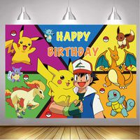 Cartoon Animals Photography Backdrop Animal Party Children Happy Birthday Supplies Party Banner (5x3FT)