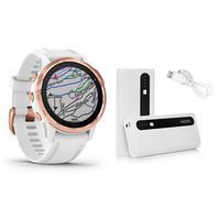 Garmin Fenix 6S Pro Rose Gold with White Band, Smaller-Sized Premium Multisport GPS Watch (010-02159-10) and Aibocn 10,000mAh Portable Battery Charger Bundle