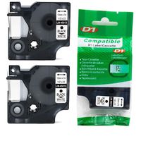 2/Pack LM Tapes - Premium LM-45013 1/2" Black on White Compatible Label Maker Tape, Replaces Dymo 45013 D1 Label Tape 12mm