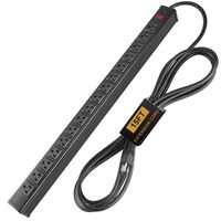 Bestten 16 Outlet Metal Power Strip with 15-Foot Ultra Long Extension Cord, 15A/125V/1875W, ETL Listed, Black