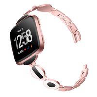DAIKA Metal Bands Compatible with Fitbit Versa for Women Stylish Replacement Band Bracelet Accessories - Rose Pink