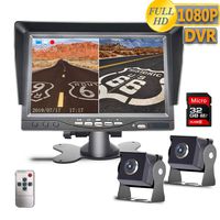 DOUXURY Backup Camera System, 2 Split Screen 7'' Dual View AHD 1080P Monitor with DVR Recording Function, IP69 Waterproof 1080P Backup Camera with Sony Sensor for Truck Trailer Heavy Box RV Camper Bus