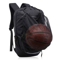 Basketball Backpack, Ultralight Sports Bag with Net for Ball, 15.6 Inch Waterproof Laptop Backpack with USB Charging Port - Black