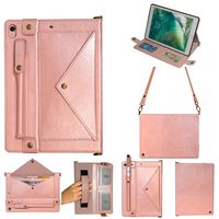 iPad Pro 12.9 Book Case(1st Gen), Multi-Function Wallet Protective Cover with Card Slot Pocket/Pen Holder/Hand Strap/Classic Buckle Closure Shoulder Bag Case for iPad Pro 12.9 1st/2nd Gen,Rose Gold