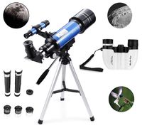 MaxUSee 70mm Refractor Telescope + 8X21 Compact HD Binoculars for Kids and Astronomy Beginners, Travel Scope for Moon Stars Viewing Bird Watching Sightseeing