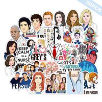 The TV Show Greys Anatomy Funny Pack of 50 Stickers，Laptop Stickers for Water Bottles.Waterproof Laptops Sticker Vinyl Decal Sticker for Phone,Computer,Hydro Flasks,Cars,Bicycles (Grey's Anatomy)