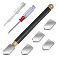 VIBIRIT Glass Cutter Tool Set,2mm-28mm Pencil Style Oil Feed Carbide Tip with 4 Replacement Heads,Screwdriver and Oil Dropper for Cutter Stained Glass/Tiles/Mirror