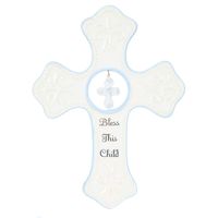 NAT and Jules Bless This Child Hanging Cross, Blue