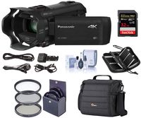 Panasonic HC-VX981K 4K Ultra HD Camcorder with 4K Photo Capture, Wi-Fi - Bundle with Video Bag, 32GB Class 10 U3 Sdhc Card, Cleaning Kit, 49mm Filter Kit, Memory Wallet