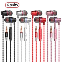 VPB Corded Earbuds HiFi Dynamic Earphones with Deep Bass Driven Noise Isolation Metal Cavity Compatible with iPhone iPad Samsung LG Tablet with Mic (4 Pairs+Microphone)