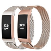 LNOOIU Replacement Bands Compatible with Fitbit Charge 3, Stainless Steel Bands Adjustable Accessory Wristband for Charge 3 Bracelet Women Men Girls Boys -2 Pack Large D