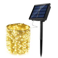 JosMega Upgraded Larger Solar Powered String Lights 1 Pack 33 ft 100 LED 8 Modes Waterproof IP65 Twinkle Lighting Indoor Outdoor Fairy Firefly Lights Auto ON/Off (1 Pack 33 ft 100 LED, Warm White)