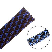 25ft - 1/2 inch PET Expandable Braided Sleeving - BlackBlue - Alex Tech Braided Cable Sleeve