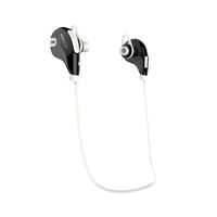 Pop Tech Bluetooth 4.1 Wireless, High Definition, Noise-Cancelling, Water-Resistant, Tangle-Free, Lightweight Earbud Headphones, Built-in Microphone/Headset (Black/White)