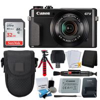 Canon PowerShot G7 X Mark II Digital Camera (Black) + Point & Shoot Case + 32GB Memory Card + 12" Flexible Tripod + USB Card Reader + Memory Card Wallet + LCD Screen Protectors - Accessory Bundle