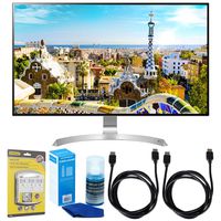 LG (32UD99-W) 32" Class 4K UHD IPS LED Monitor with HDR10 w/Accessories Bundle Includes, SurgePro 6-Outlet Surge Adapter with Night Light, 2X 6ft. HDMI Cable & Screen Cleaner for LED TVs