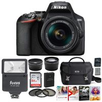 Nikon D3500 DSLR Camera with AF-P DX NIKKOR 18-55mm Lens (Black) -Bundle, 64GB Card, Nikon Case, Software Suite, Spare Battery and Accessory Bundle