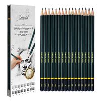 Sketching Pencil Set - 16 Pieces Bowite Drawing Sketch Pencil 8B, 7B, 6B, 5B, 4B, 3B, 2B, B, F, HB, H, 2H, 3H, 4H, 5H, 6H for Beginners Or Professional Artists.