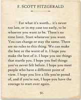 F. Scott Fitzgerald - For What It's Worth. - 11x14 Unframed Typography Book Page Print - Makes a Great Gift Under $15 for Book Lovers