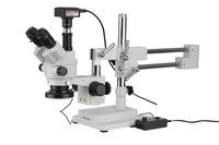 AmScope 3.5X-90X Simul-Focal Stereo Zoom Microscope on Boom Stand with an LED Light and 14MP USB3 Camera
