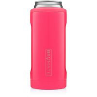 BrüMate Hopsulator Slim Double-walled Stainless Steel Insulated Can Cooler for 12 Oz Slim Cans (Neon Pink)