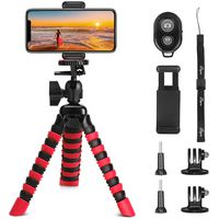 Phone Tripod, PEYOU [5 in 1] Octopus Portable Tripod Stand + Mount Holder Compatible for Gopro Phone + Bluetooth Remote Compatible for iPhone XS Max XR X 8 7 6 Plus,Galaxy Note 9 8 S10 S9 S8 Plus S10e