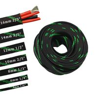 30ft PET Expandable Sleeving Flexo Wire Cable Sleeve (1/4", Green&Black)