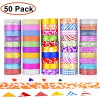 GCOA 50 Rolls Glitter Washi Masking Tape Set,Great for Arts and Crafts,DIY Scrapbooking Sticker Masking Paper Decoration Tape Adhesive School/Party Supplies